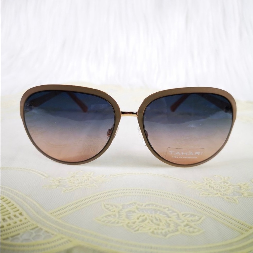 Gold and Tan Tahari Sunglasses.